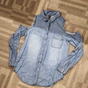 Cold Shoulder Jean Shirt